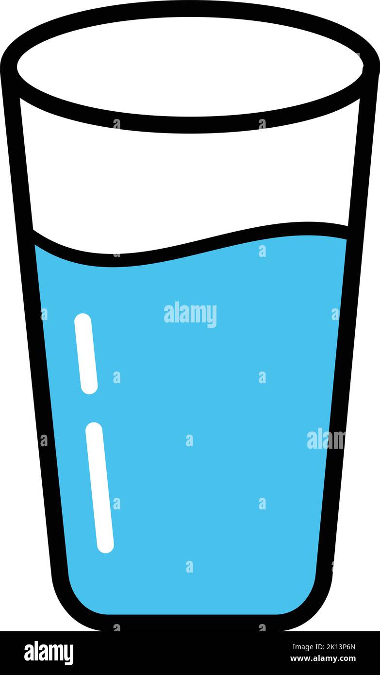 Illustrazione vettoriale digitale di un bicchiere d'acqua isolato su sfondo bianco Illustrazione Vettoriale