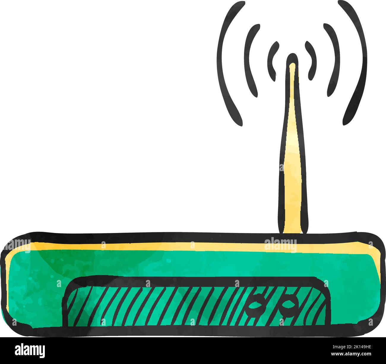 Icona del router Internet in stile acquerello. Illustrazione Vettoriale