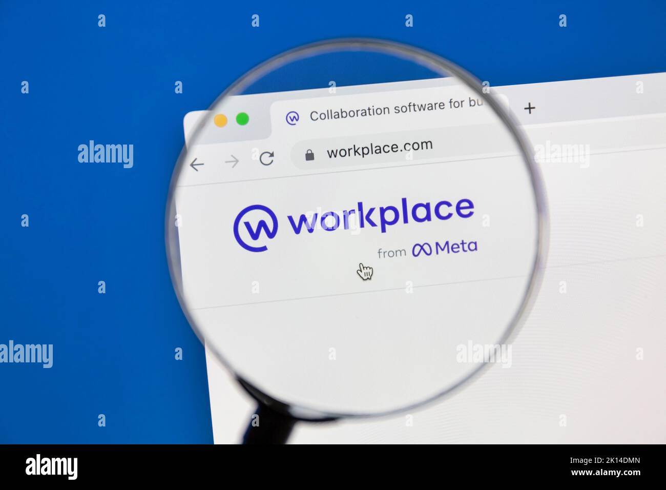 Ostersund, Svezia - 20 giugno 2022: Workplace dal sito web Meta. Workplace è uno strumento software collaborativo online sviluppato da Meta Platforms. Foto Stock