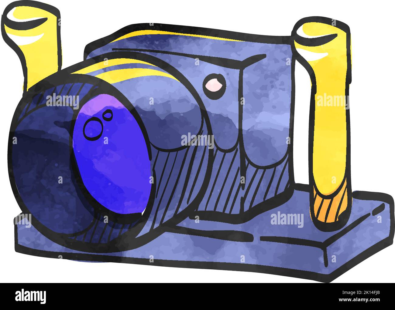 Icona della fotocamera subacquea in stile acquerello. Illustrazione Vettoriale
