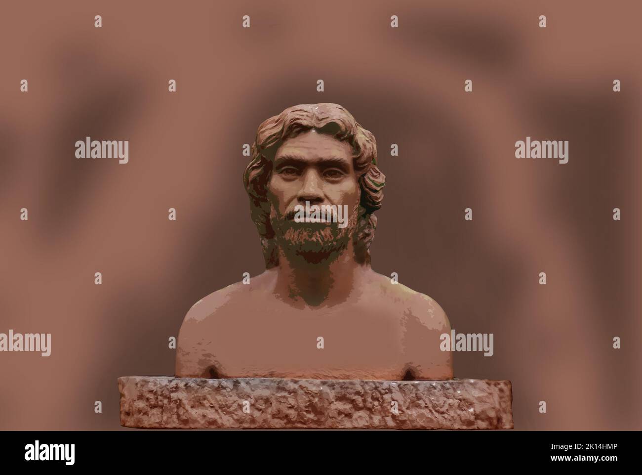 Computer Graphic Illustration di Homo sapiens o uomo moderno che sono le specie di primate più abbondanti e diffuse Foto Stock