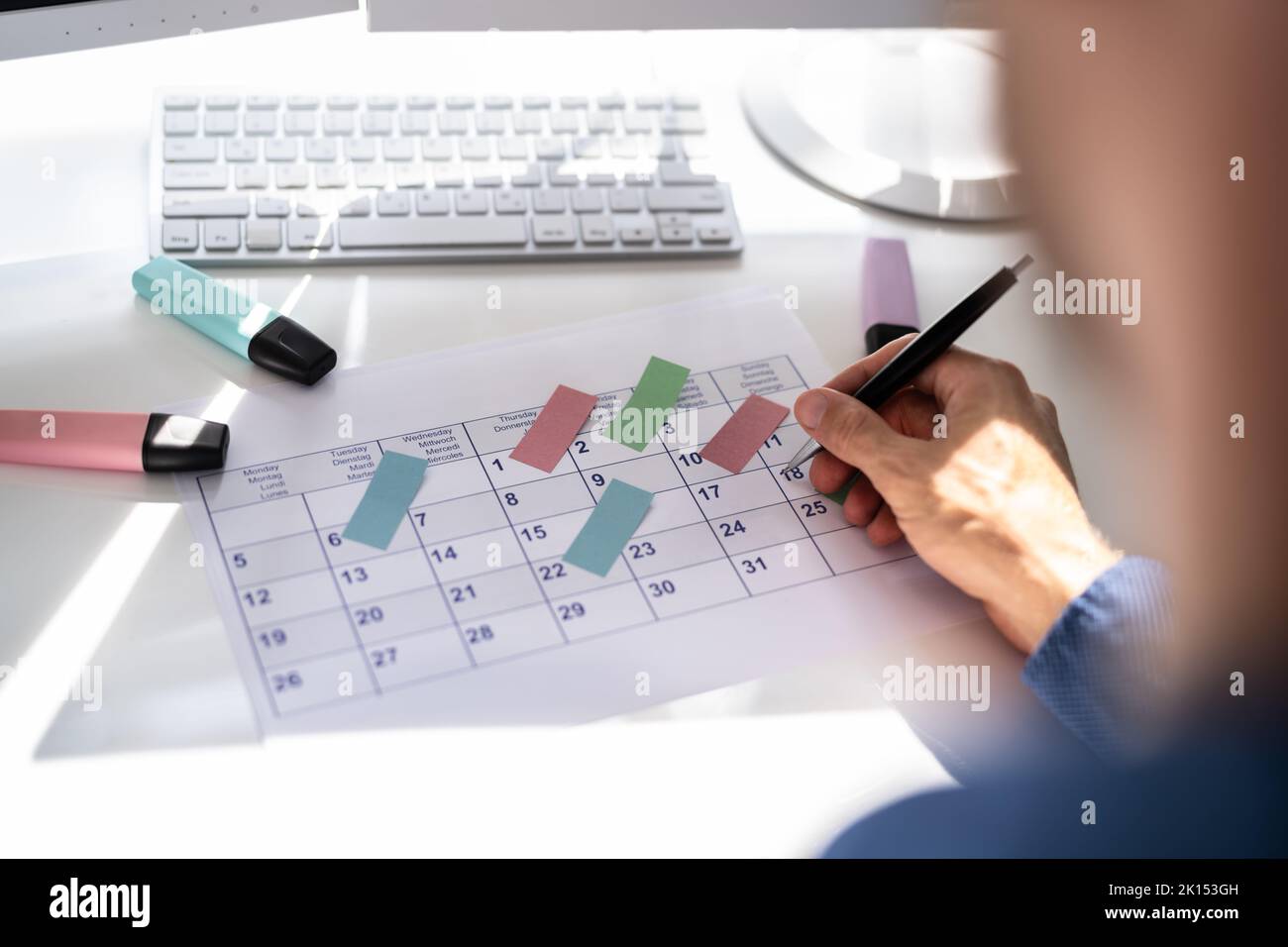 Pianificazione calendario eventi. Controllo del piano di marketing Foto Stock