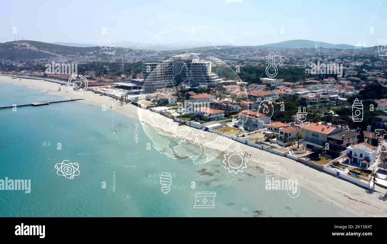Concetto di società sostenibile. Tecnologia ambientale. Obiettivi di sviluppo sostenibile. SDG. Foto Stock