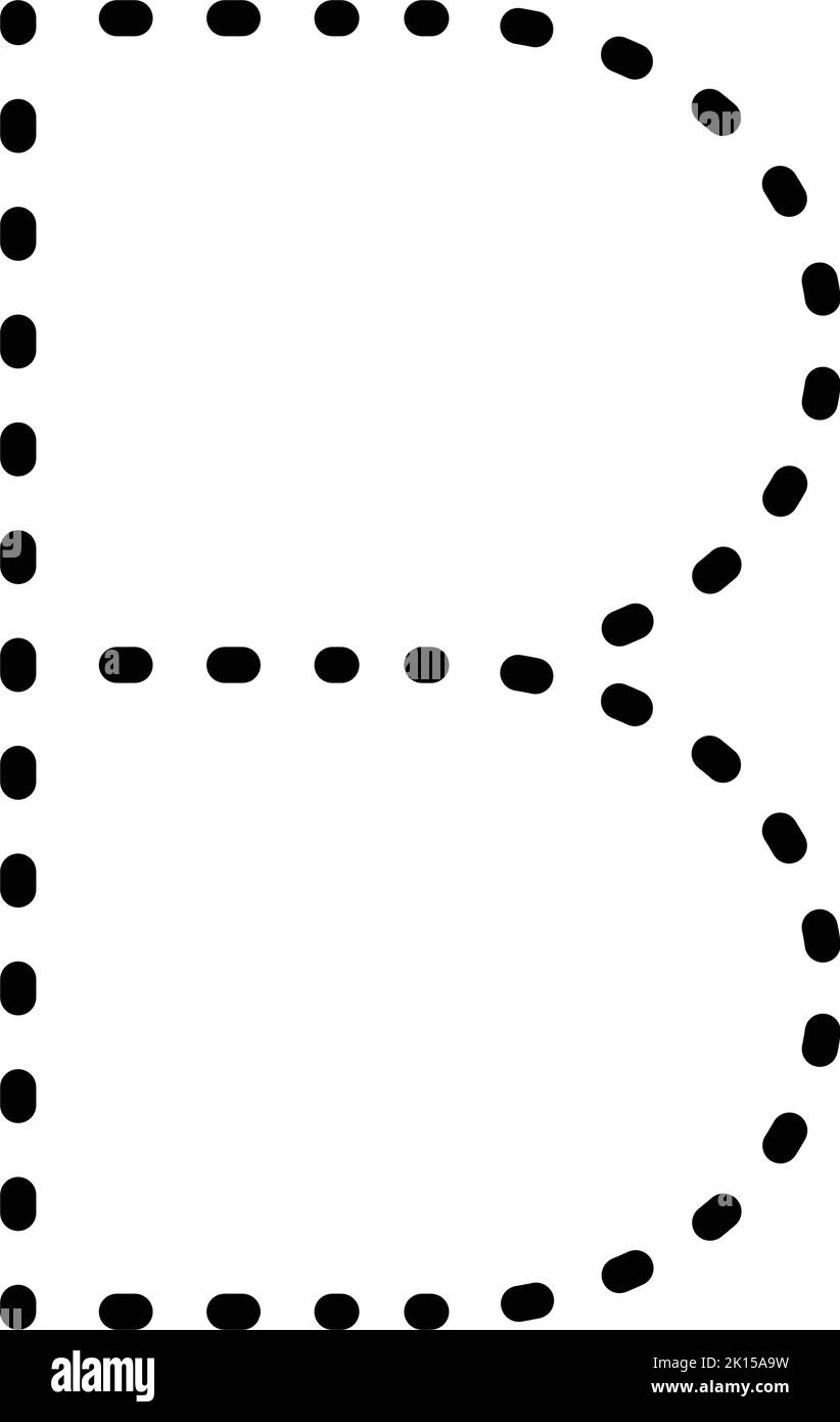 Traccia lettera B attività di alfabeto pre-scrittura linea punteggiata elemento per scuola materna, prescolare e Montessori foglio di lavoro per la scrittura a mano pra Illustrazione Vettoriale