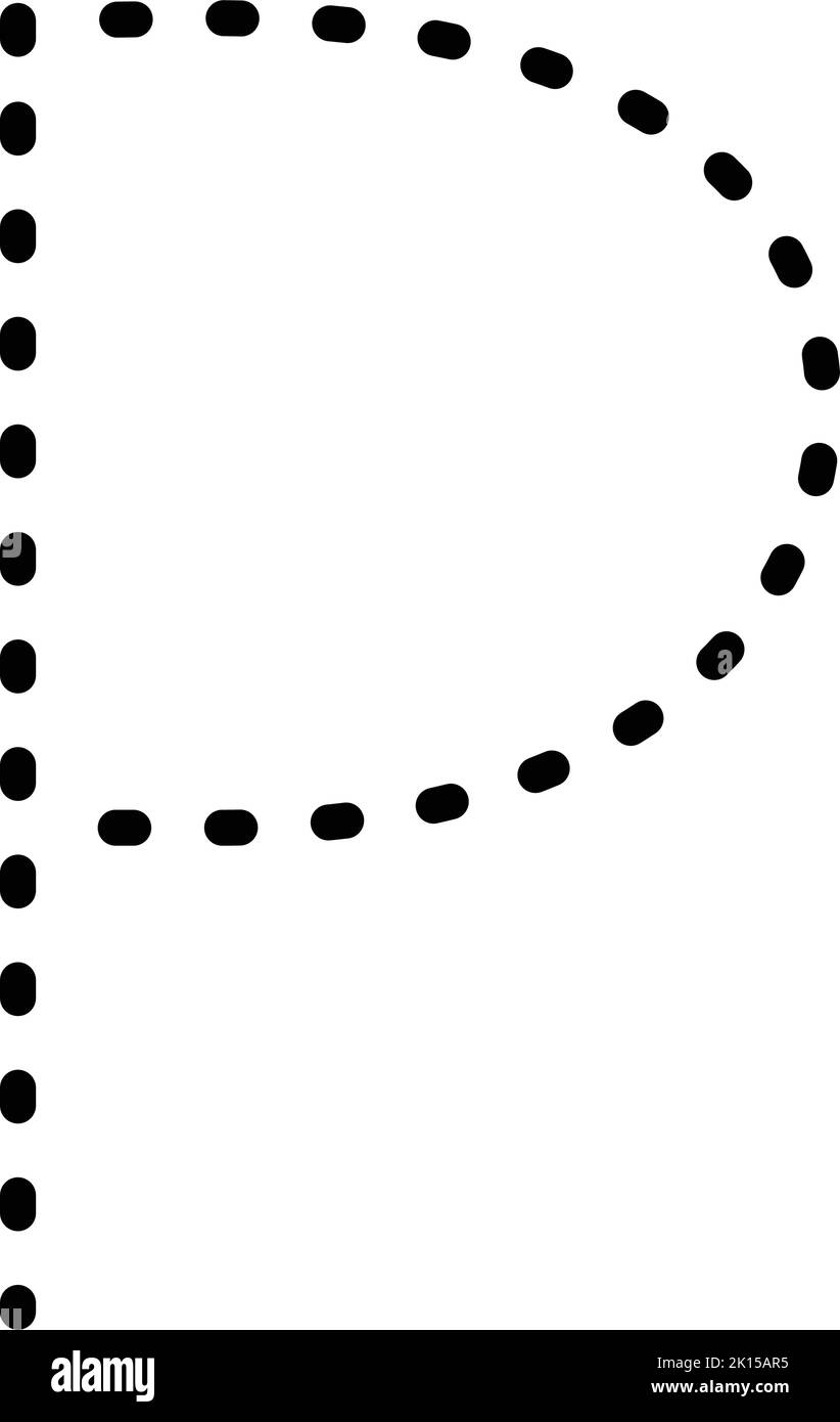 Traccia lettera Alphabet P pre-scrittura linea punteggiata elemento per bambini scuola materna, prescolare e Montessori foglio di lavoro per la pratica di scrittura a mano atto Illustrazione Vettoriale