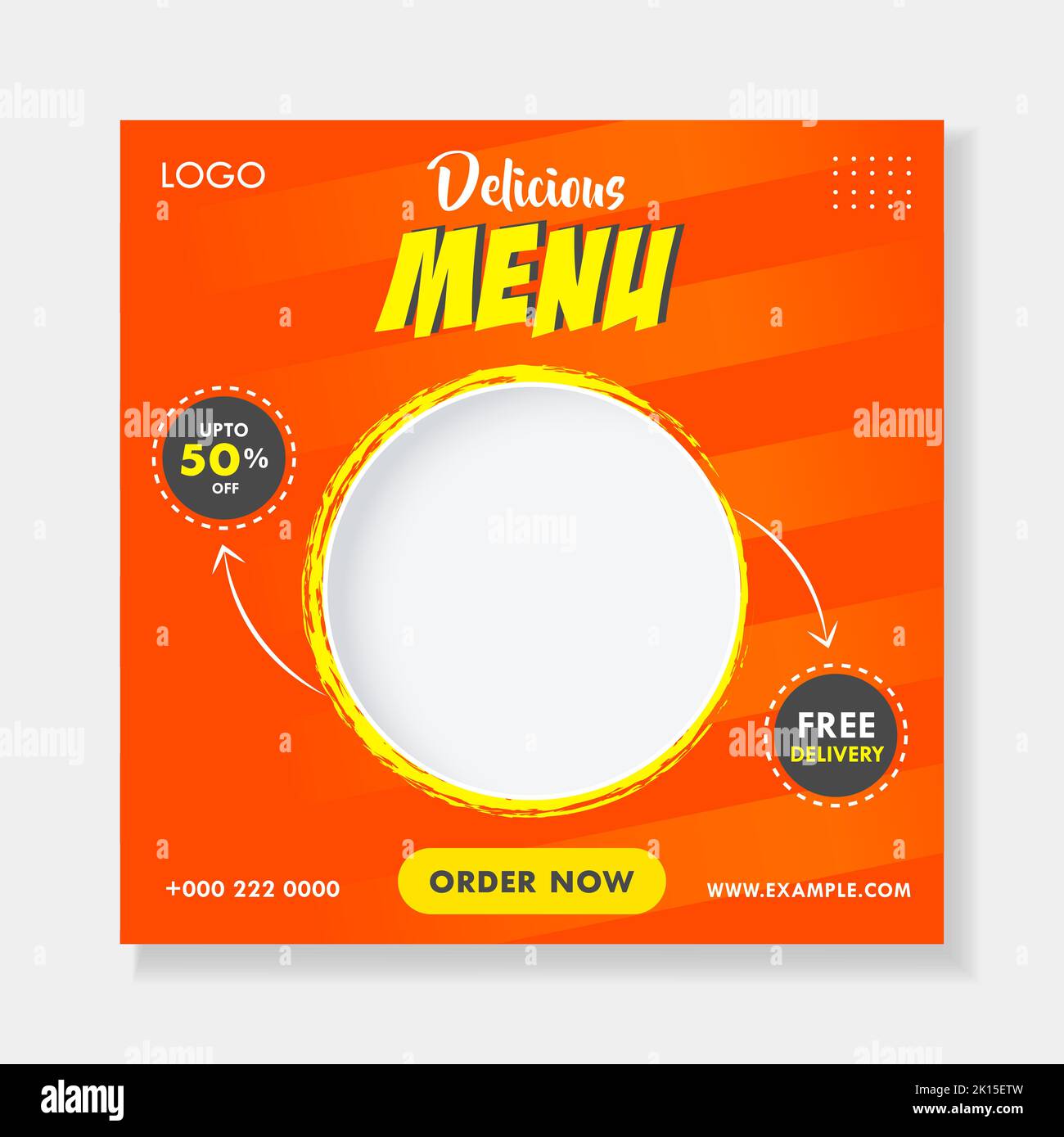 Abstract Food Social Media Banner Vector Poster Marketing modello di promozione Illustrazione Vettoriale