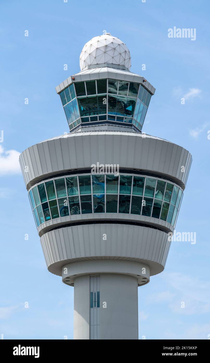 Aeroporto Schiphol di Amsterdam, Torre di controllo del traffico aereo, Radar, Amsterdam, Paesi Bassi Foto Stock