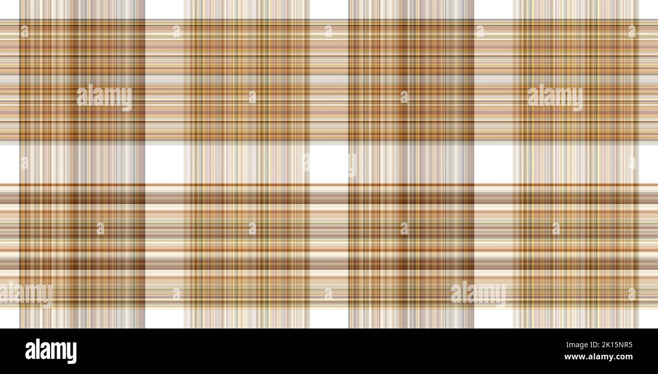 Tessuto Woodland bianco tartan bordo senza cuciture. Plaid foresta autunnale tonale a struttura organica. Banner di striscia arancione per nastro di lavaggio ruvido. Foto Stock