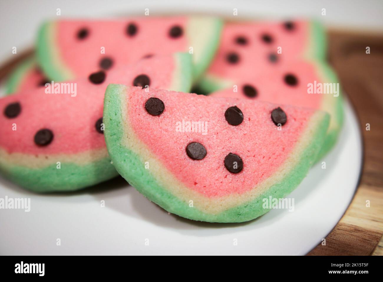 Biscotti fatti in casa che sembrano angurie Foto Stock