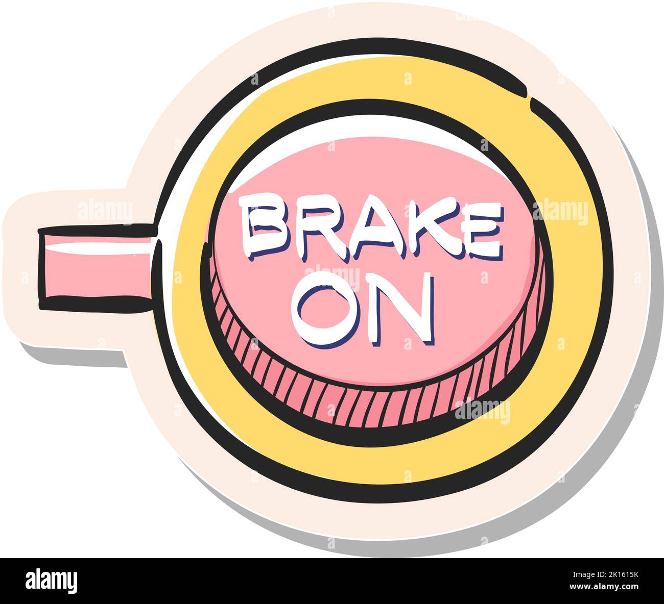 Icona del segnale del freno da corsa disegnata a mano nella figura vettoriale dello stile dell'adesivo Illustrazione Vettoriale