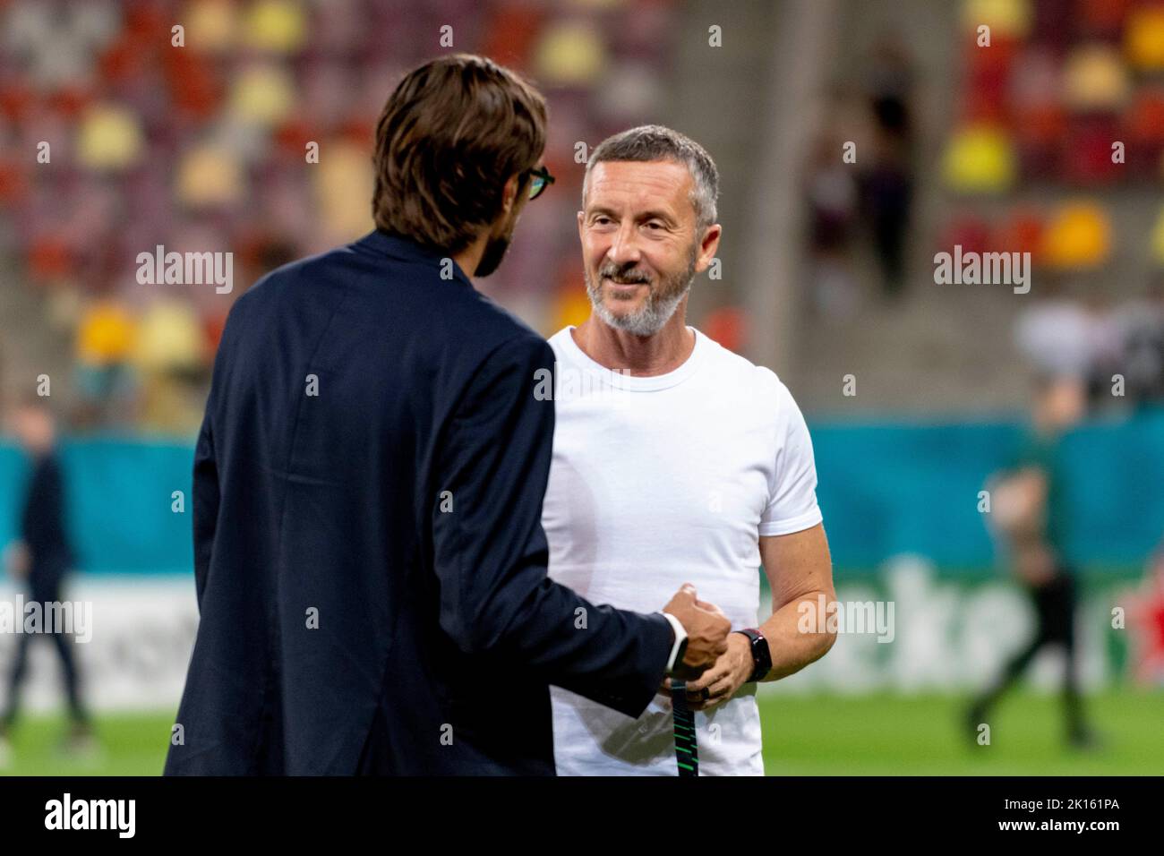 Bucarest, Romania. 16th Set, 2022. 16 settembre 2022: Mihai Stoica il direttore generale della FCSB in vista della partita della UEFA Europa Conference League di gruppo B tra FCSB Bucarest e RSC Anderlecht allo Stadio Nazionale Arena di Bucarest, Romania ROU. Catalin Soare/Cronos Credit: Cronos/Alamy Live News Foto Stock