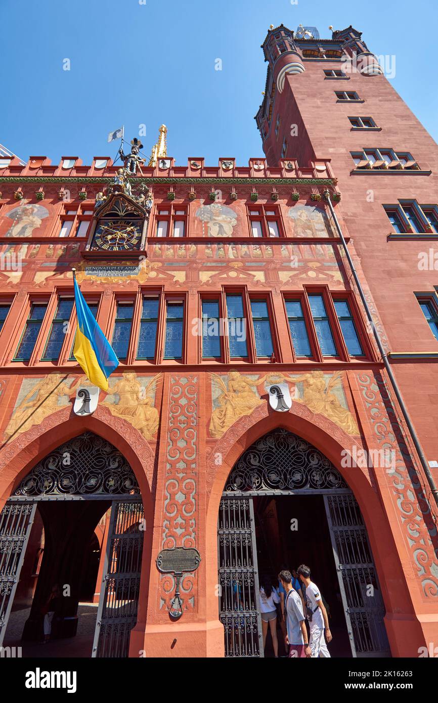 Facciata del Rathaus Basel Foto Stock