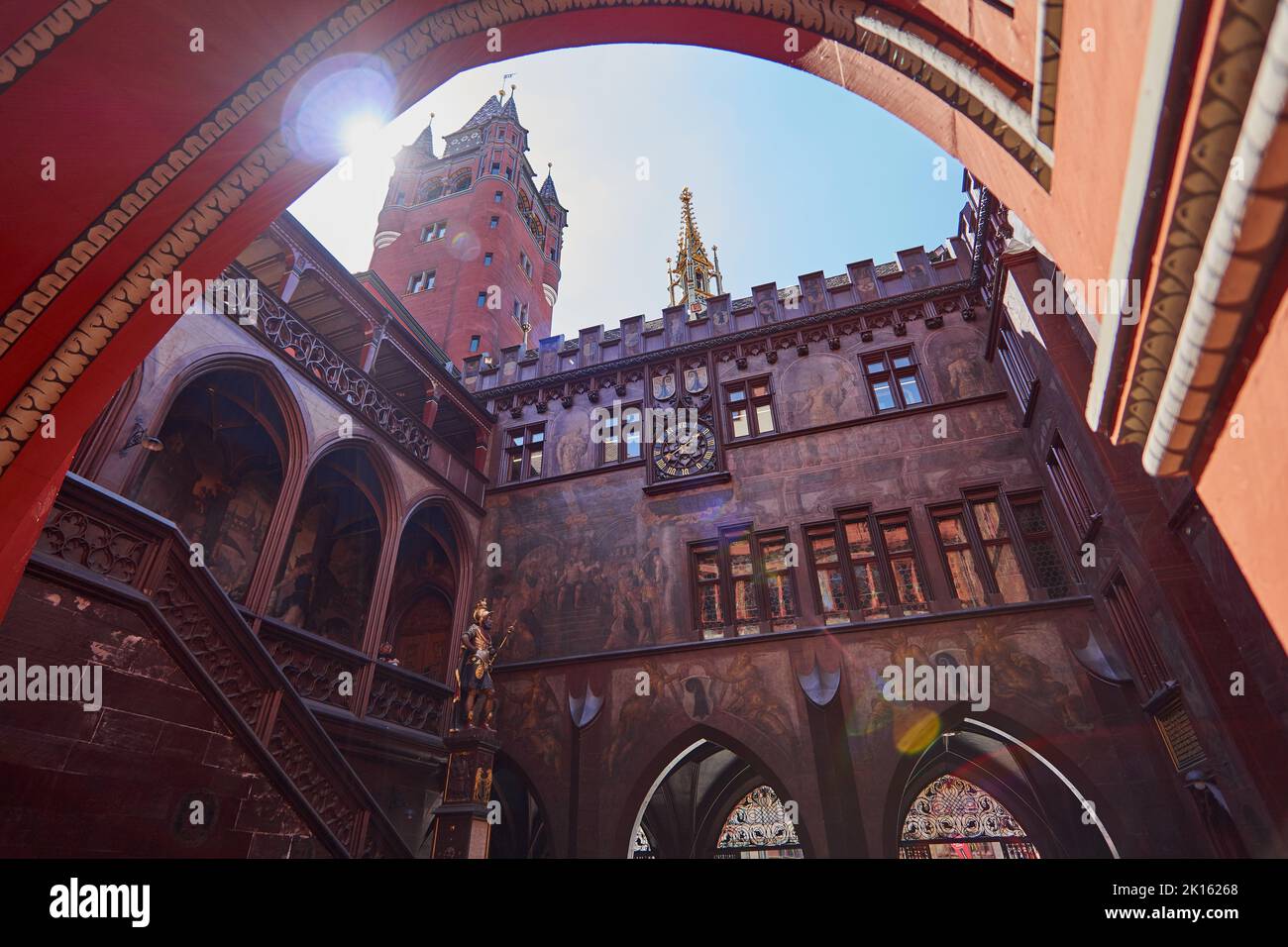 Cortile interno della Rathaus di Basilea Foto Stock