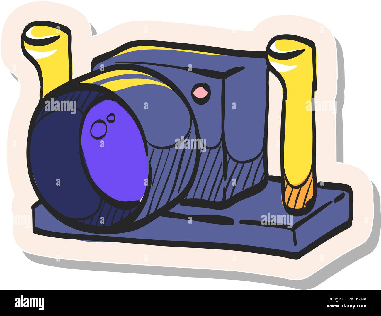 Icona della fotocamera subacquea disegnata a mano nell'illustrazione vettoriale dello stile dell'adesivo Illustrazione Vettoriale