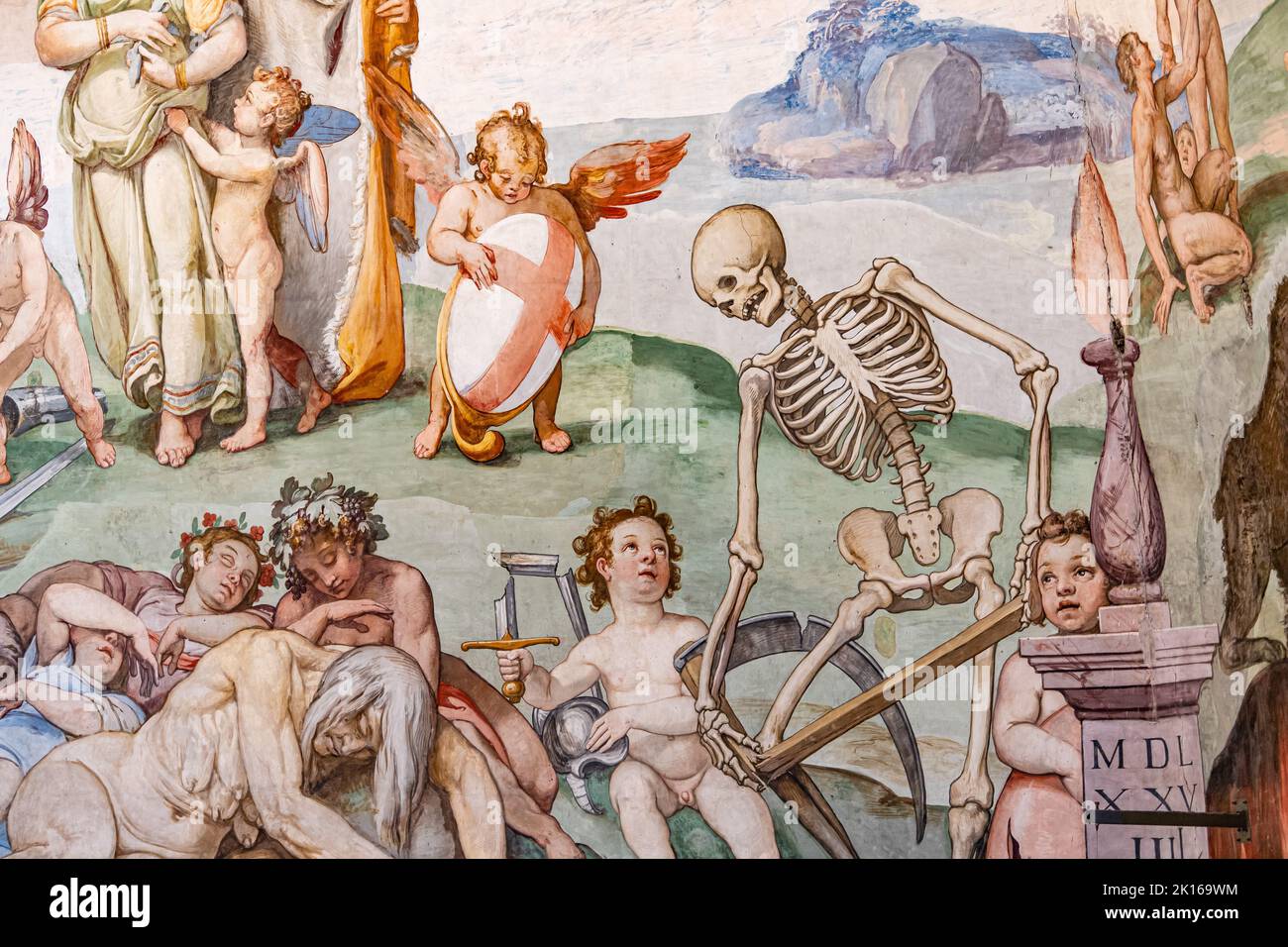 Duomo di Firenze - Duomo Santa Maria del Fiore Duomo Brunelleschi cupola dipinto - il Giudizio universale affresco dettaglio Giorgio Vasari & Zuccari Foto Stock