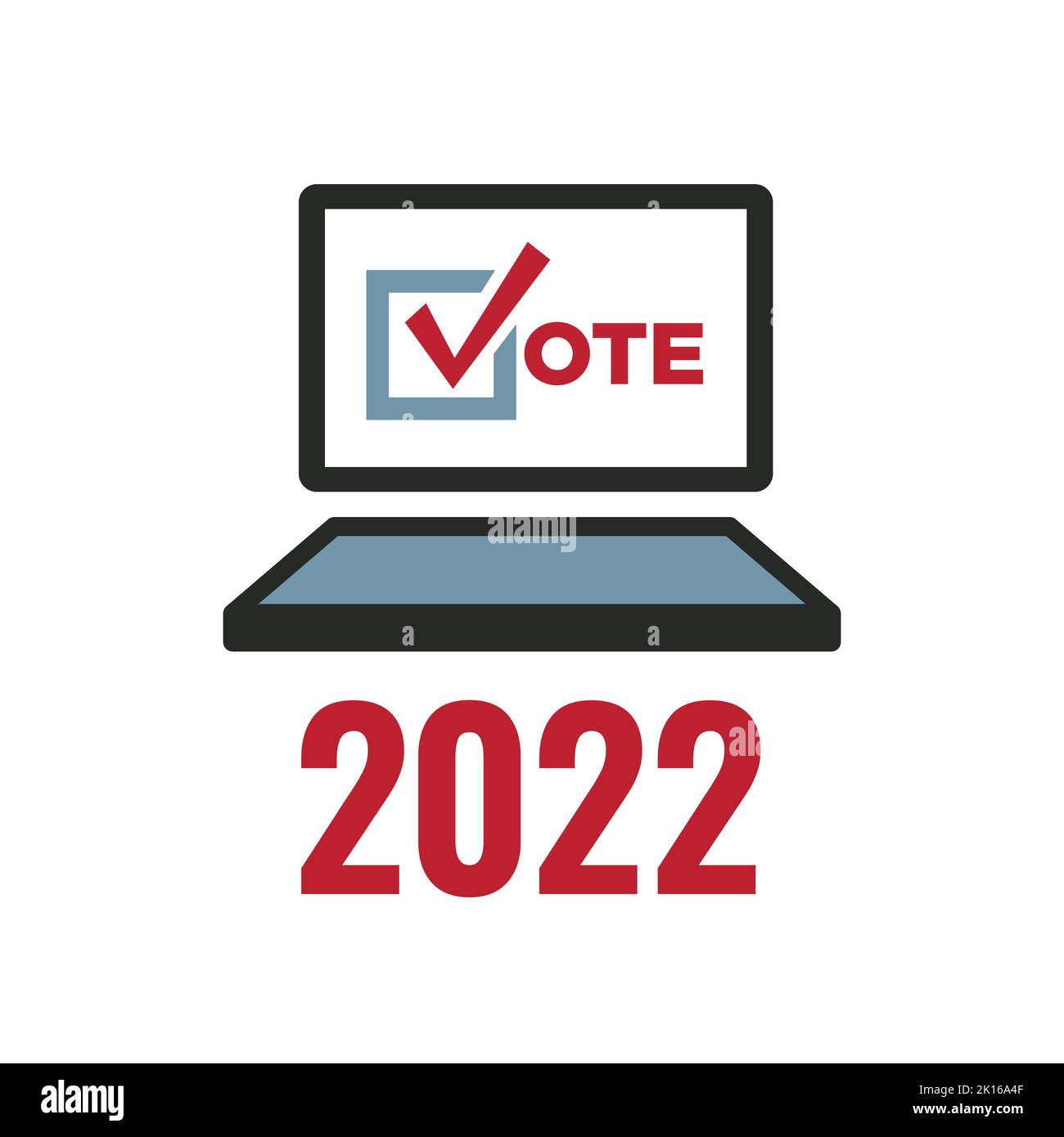 2022 Design delle elezioni di metà mandato con l'icona Red White Blue Vote Illustrazione Vettoriale