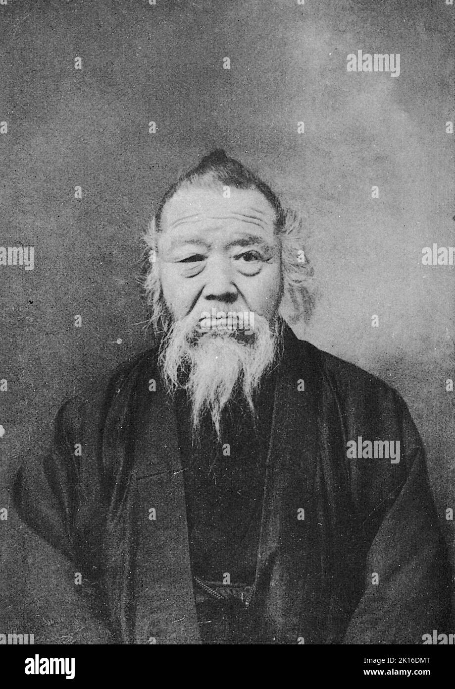 Ritratto di Tanaka Shōzō (1841-1913), politico e attivista sociale giapponese, ed è considerato il primo conservazionista giapponese. Ha fatto appello all'inquinamento del fiume Watarase causato dai rifiuti della miniera di rame di Ashio. Foto Stock