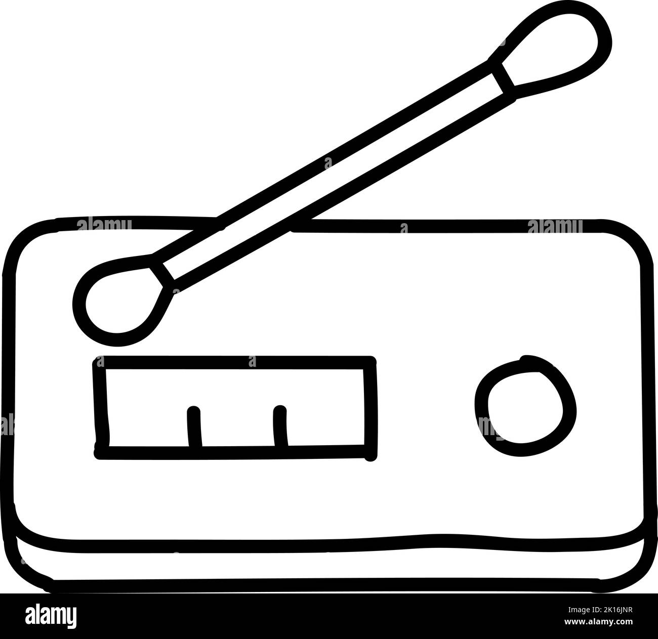 Kit per test con tampone. Strumento di rilevamento della malattia Covid-19. Illustrazione vettoriale disegnata a mano. Tratto di linea modificabile. Illustrazione Vettoriale