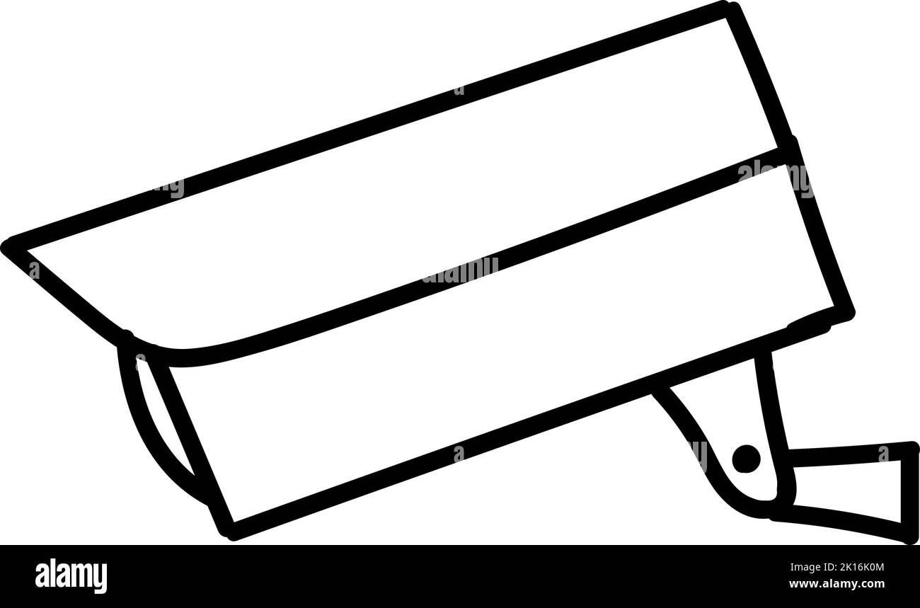 Icona telecamera CCTV esterna. Illustrazione vettoriale disegnata a mano. Tratto di linea modificabile Illustrazione Vettoriale