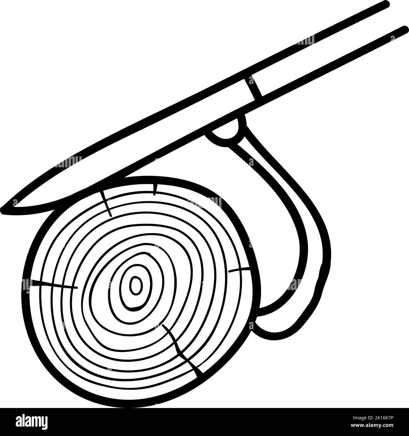Legno tronchi cant hook icona. Illustrazione vettoriale disegnata a mano. Tratto di linea modificabile Illustrazione Vettoriale