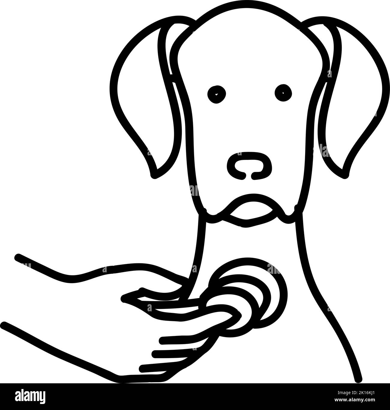 Esame medico del cane. Stetoscopio manuale. Illustrazione vettoriale disegnata a mano. Tratto di linea modificabile. Illustrazione Vettoriale