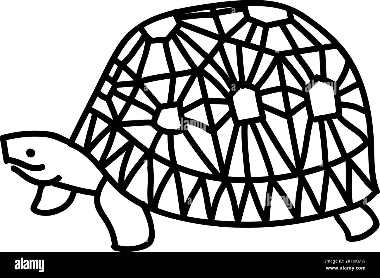 Astrochelys Radiata tartaruga icona. Illustrazione vettoriale disegnata a mano. Tratto di linea modificabile. Illustrazione Vettoriale