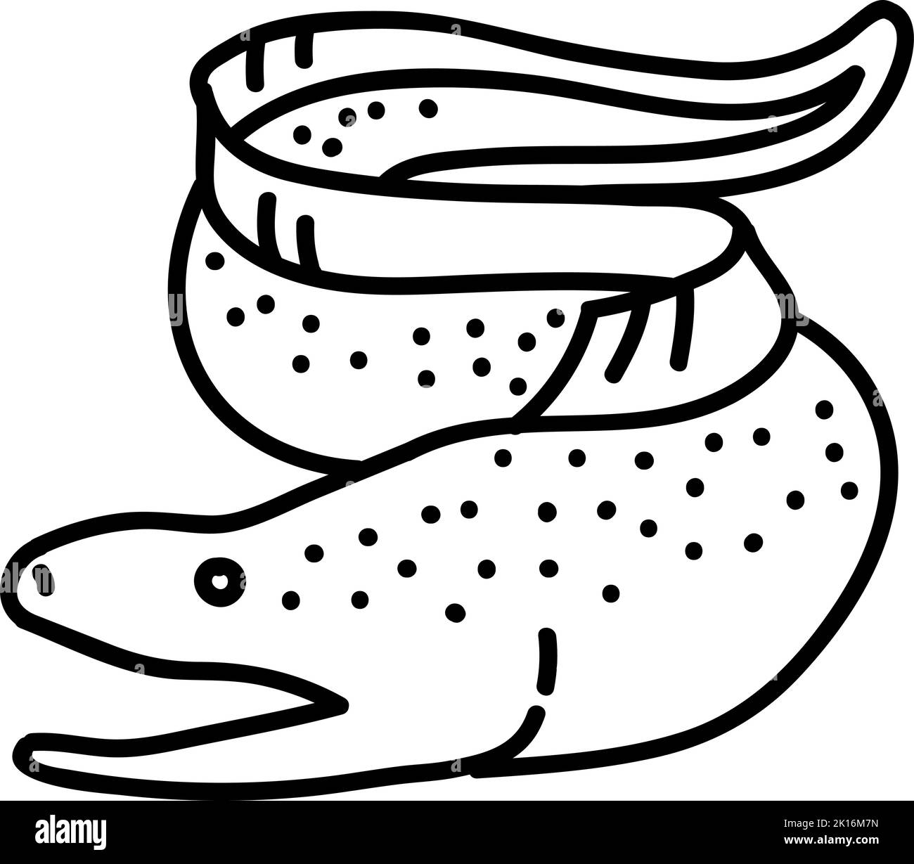 Icona dell'anguilla morena. Illustrazione vettoriale disegnata a mano. Tratto di linea modificabile. Illustrazione Vettoriale