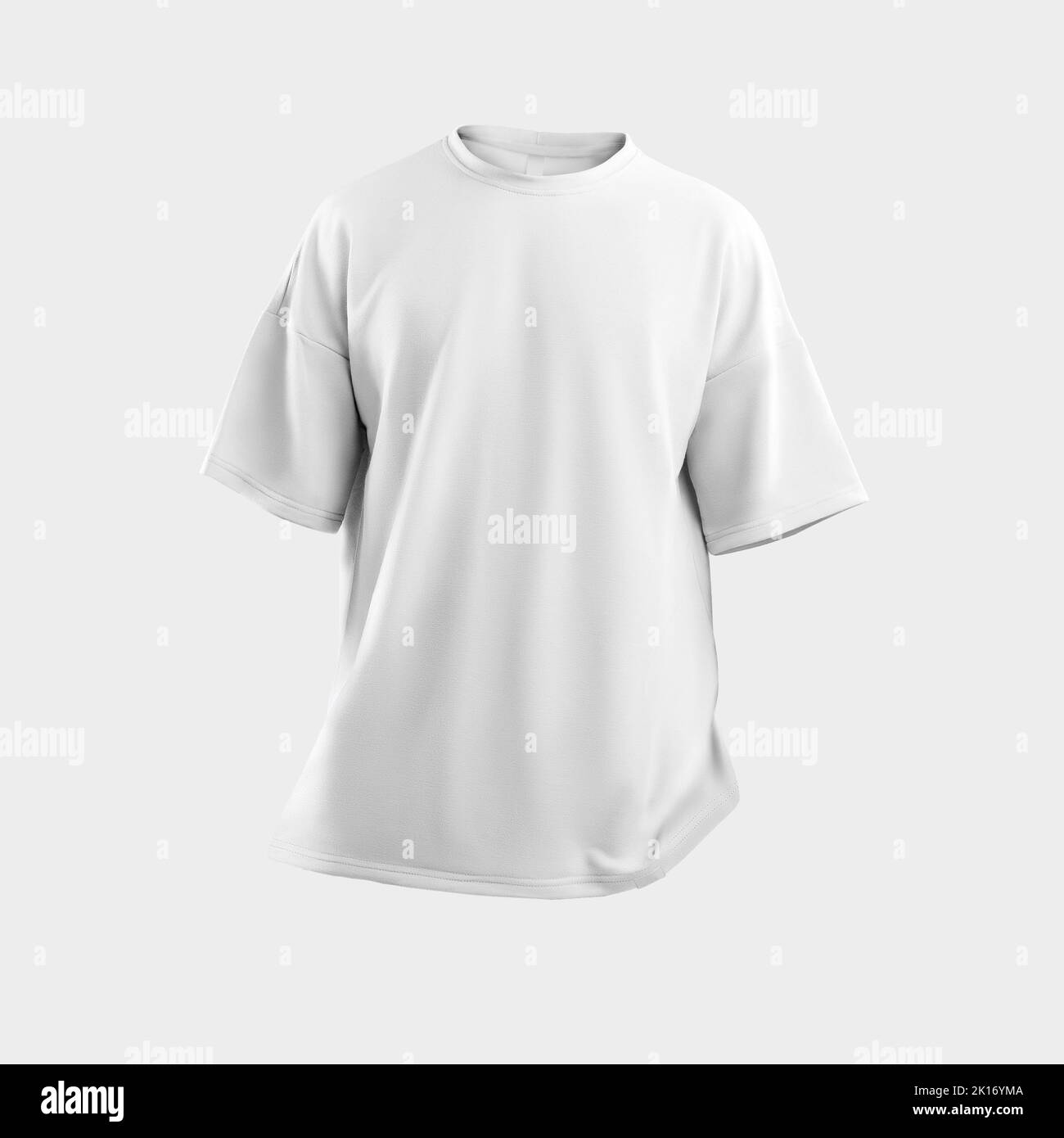 Mockup di una t-shirt oversize bianca in 3D, con collo rotondo,  abbigliamento universale per donna, uomo, vista frontale, isolata sullo  sfondo. Modello o Foto stock - Alamy