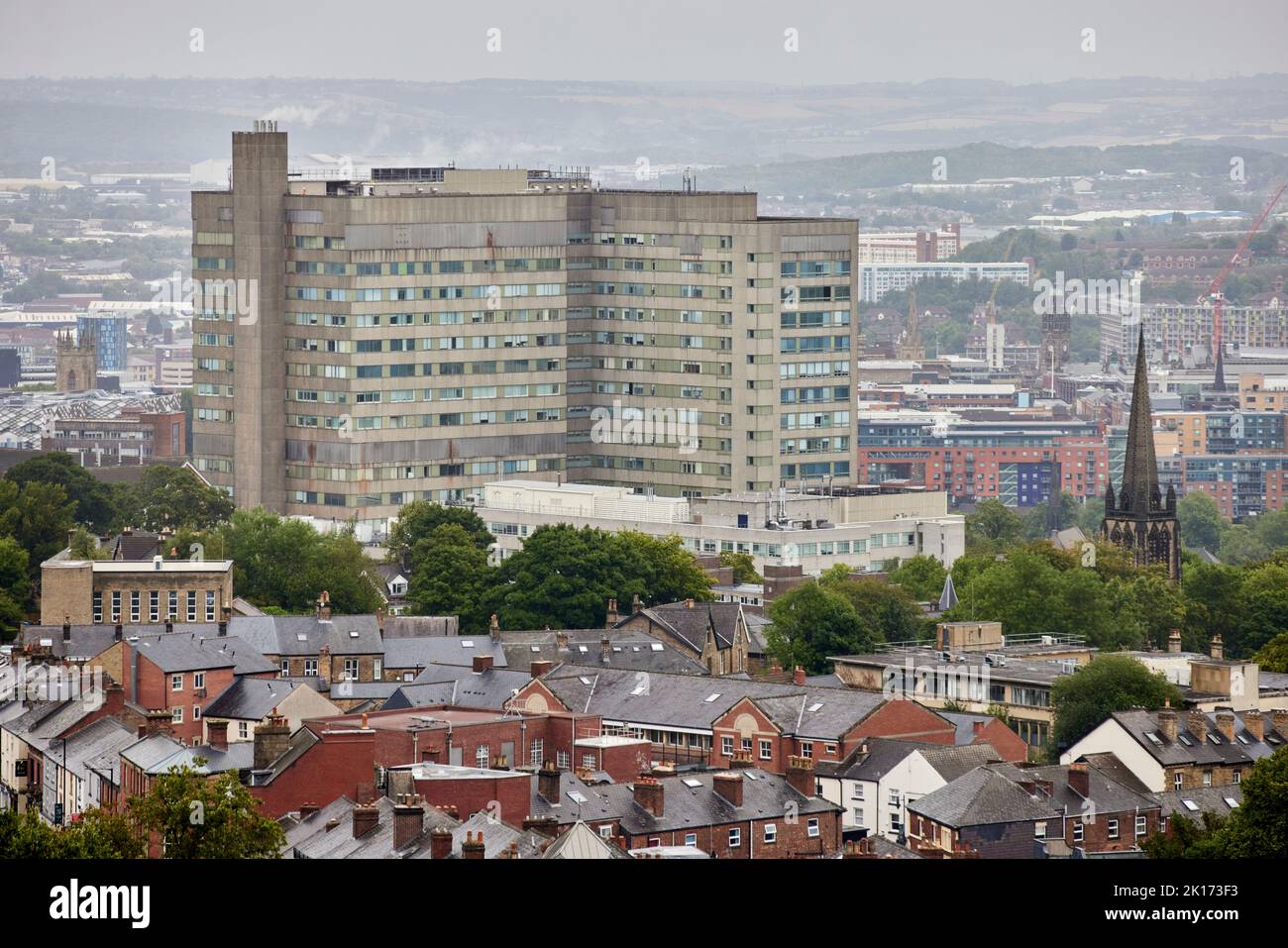 Sheffield South Yorkshire, skyline con il Royal Hallamshire Hospital Foto Stock