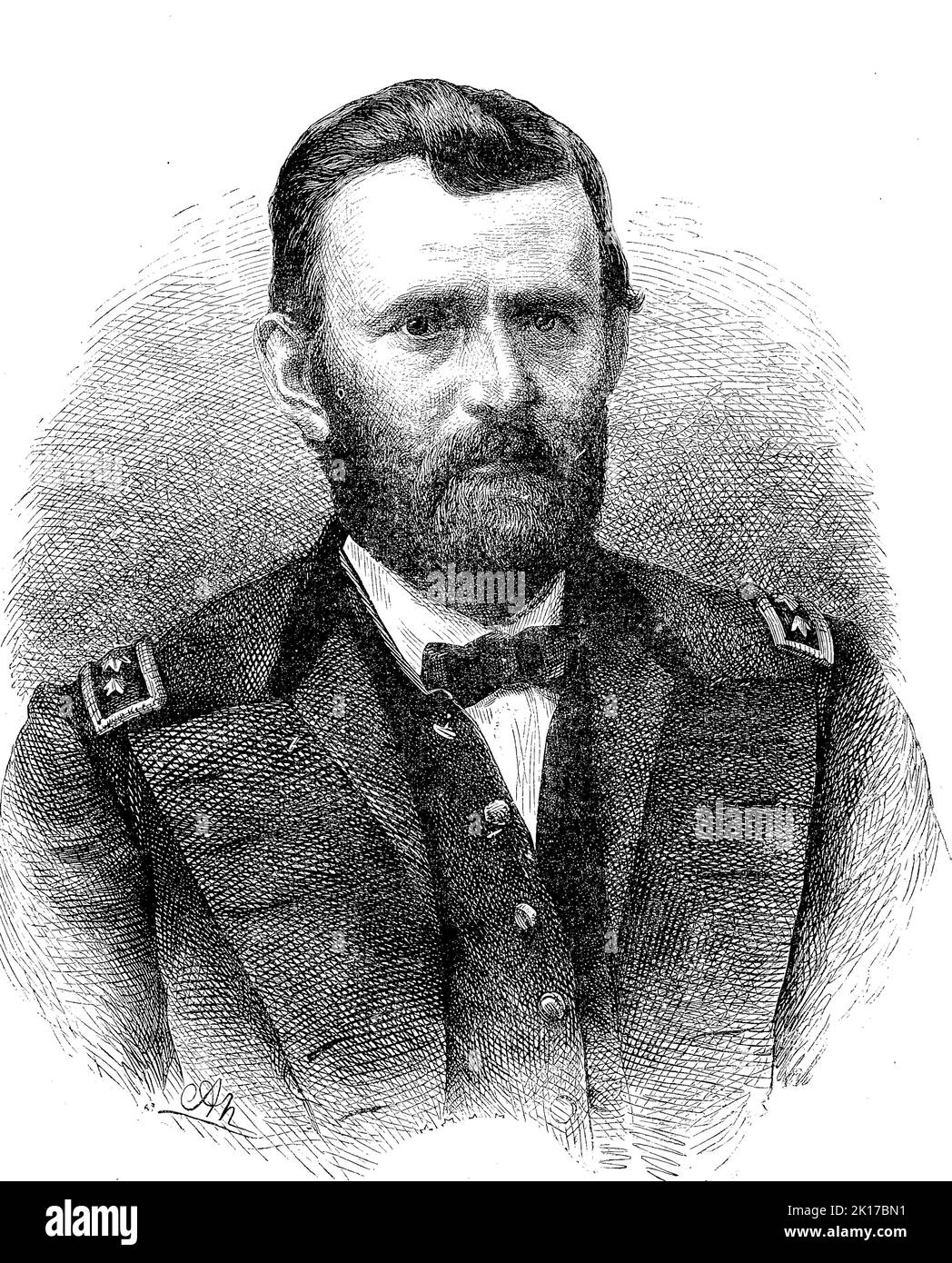 Ulysses S. Grant, 27. Aprile 1822 fino al 23. Juli 1885, ein US-amerikanischer General und Politiker. Erbringung von 1869 bis 1877 der 18. Präsident der Vereinigten Staten von Amerika / Ulysses S. Grant, 27 aprile 1822-23 luglio 1885, un generale e politico statunitense. Fu comandante in capo dell'esercito degli Stati Uniti durante la guerra di secessione e il 18th presidente degli Stati Uniti d'America dal 1869 al 1877, Historisch, restaurierte digitale Reproduktion einer Originalvorlage aus dem 19. Jahrhundert, genaues Originalatum nicht bekannt / historica Foto Stock