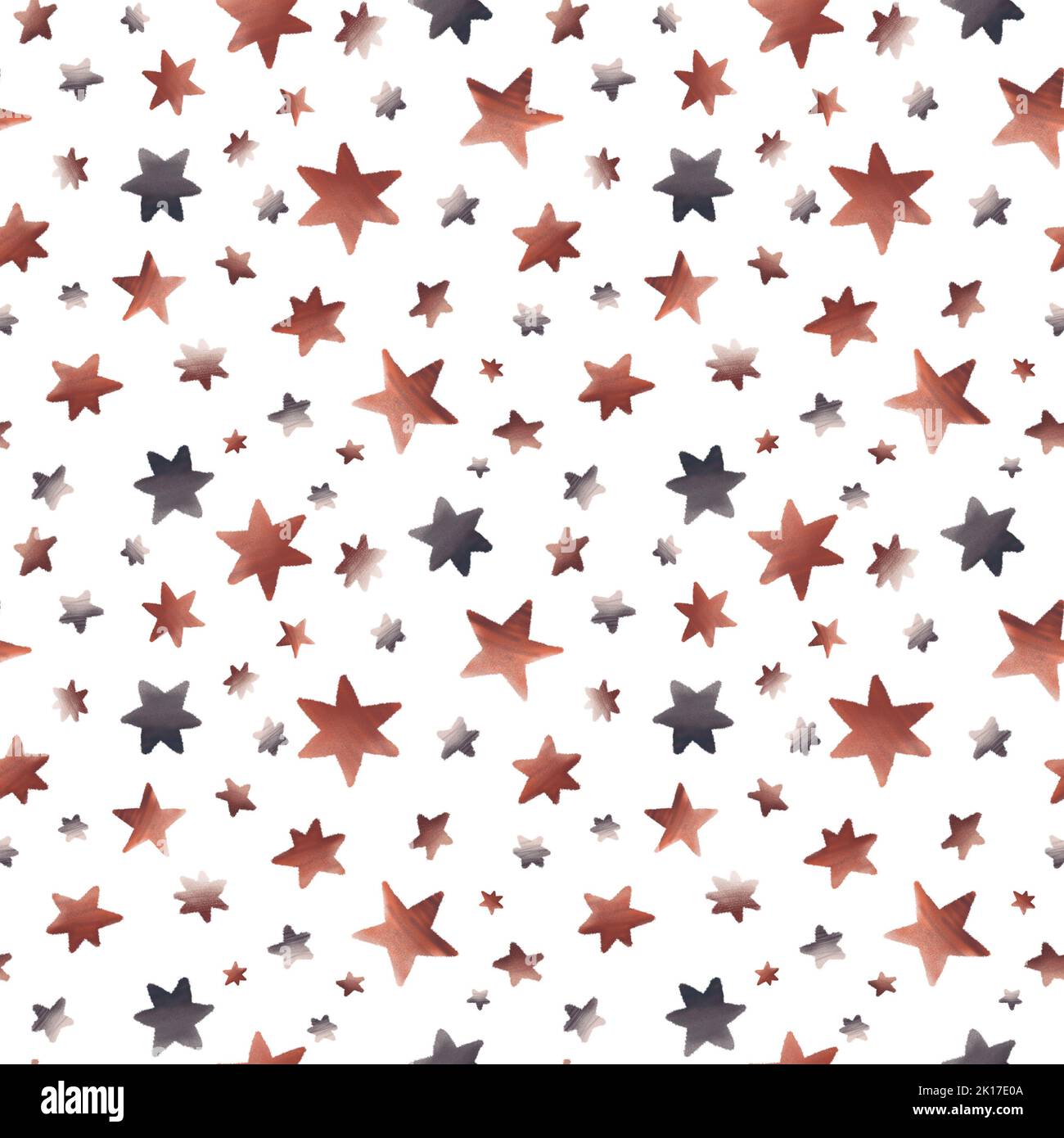 Motivo senza cuciture con stelle su sfondo bianco. Forme geometriche testurizzate. Cielo stellato. Per la stampa su tessuti, sfondi, cartoline. Foto Stock