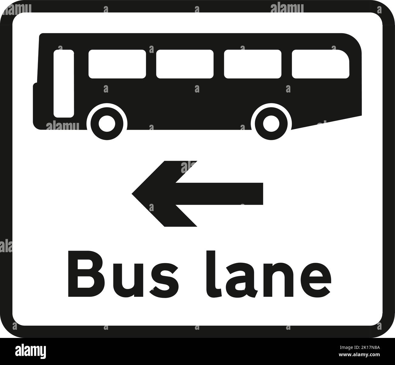 Corsia degli autobus sulla strada all'incrocio davanti, il codice stradale Highway segnaletica stradale, indicazioni che danno ordini, segni con cerchi rossi sono per lo più proibitivi. Piatti sotto si Illustrazione Vettoriale