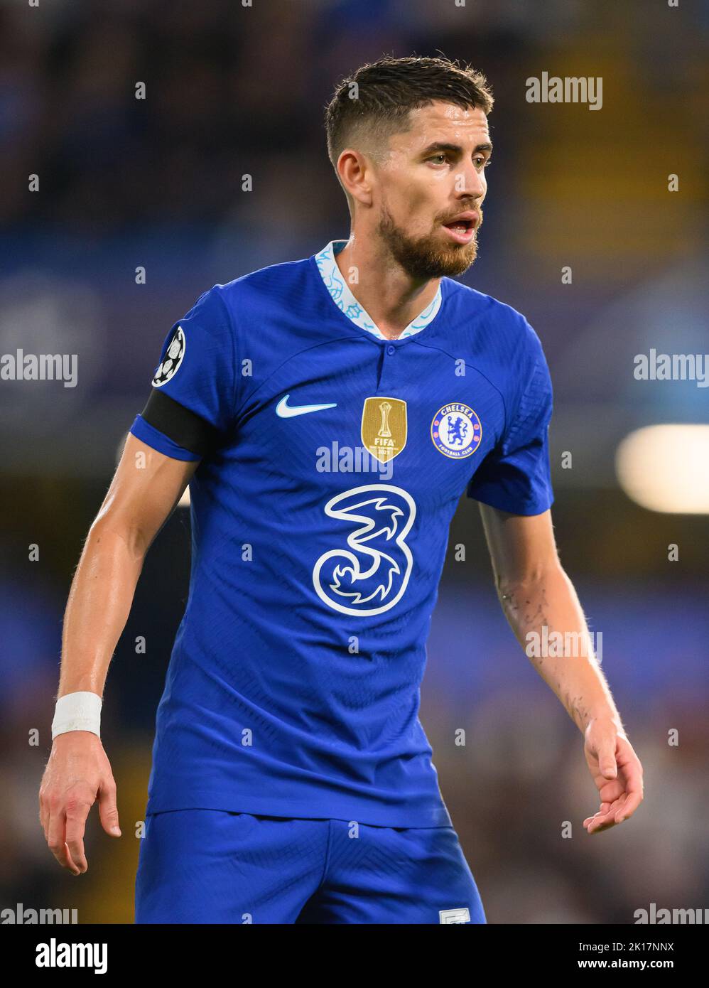 Londra, Regno Unito. 14th Set, 2022. 14 set 2022 - Chelsea contro RB Salzburg - UEFA Champions League - Gruppo e - Stamford Bridge Jorginho di Chelsea durante la partita della Champions League a Stamford Bridge. Credit: Notizie dal vivo di Mark Pain/Alamy Foto Stock