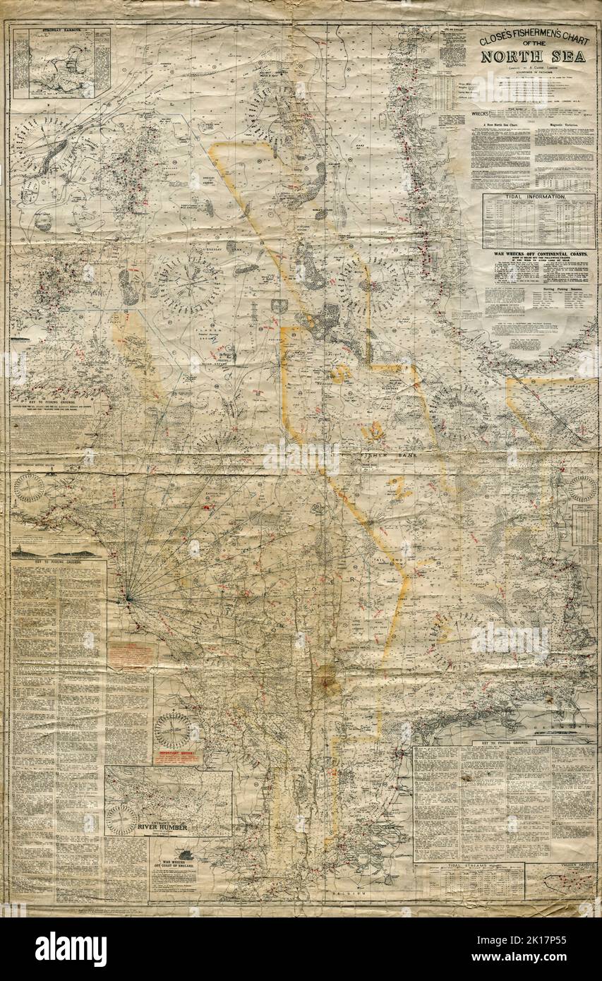 Close's Fishermen's Chart del Mare del Nord 1946 Foto Stock