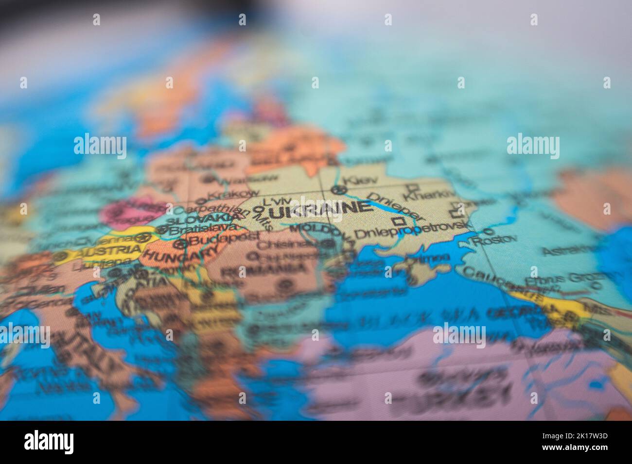 Territorio ucraino sulla mappa geopolitica. La guerra tra Russia e Ucraina Foto Stock