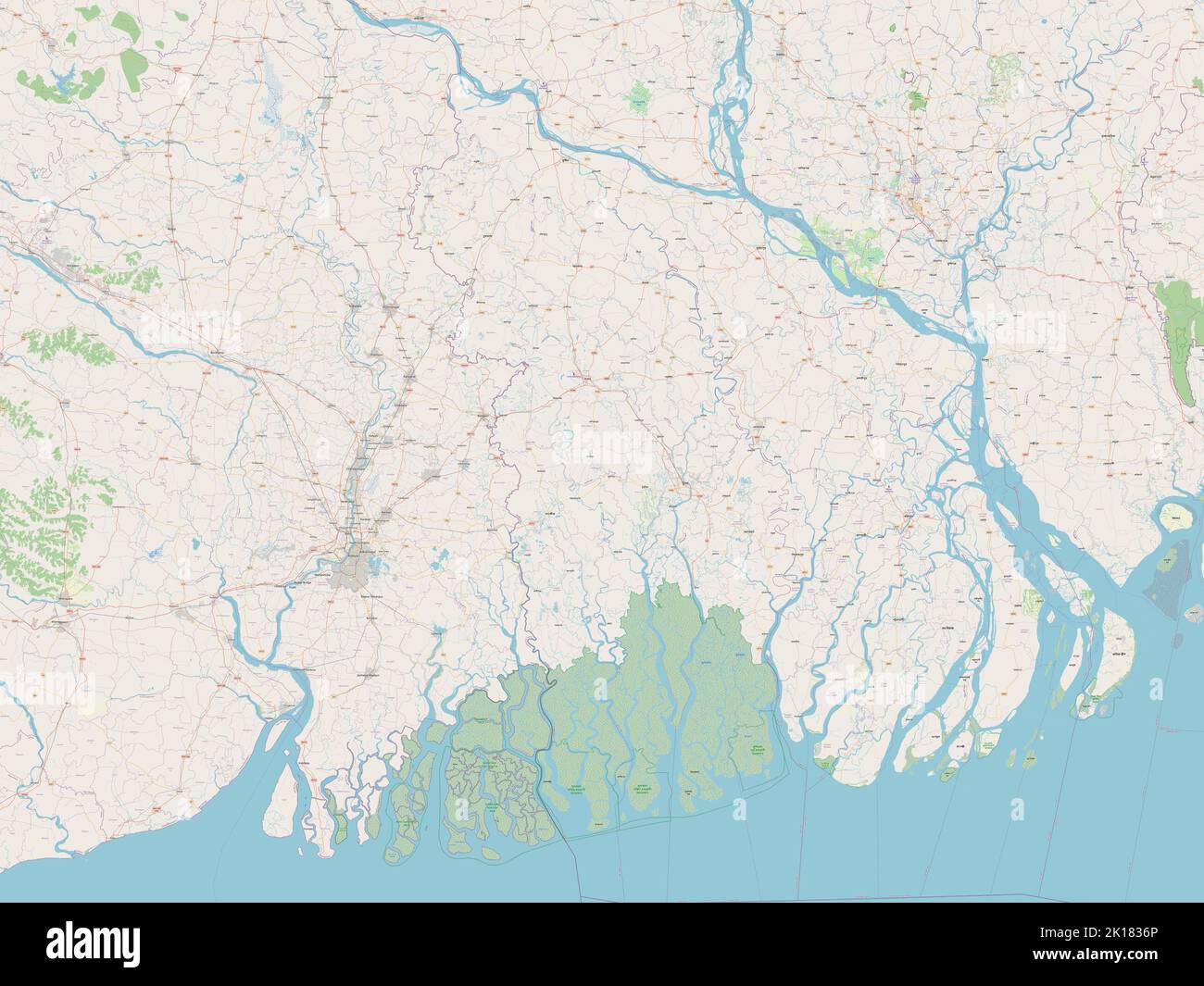 Khulna, divisione del Bangladesh. Aprire la mappa stradale Foto Stock