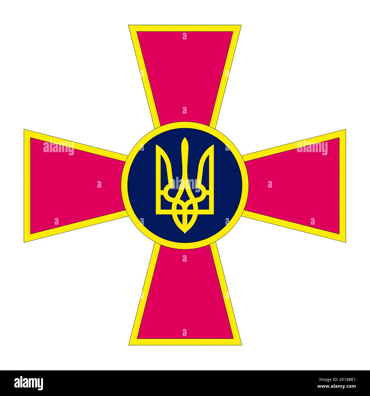 Emblema delle forze armate dell'Ucraina con lo stemma nazionale - Ucraina. Foto Stock