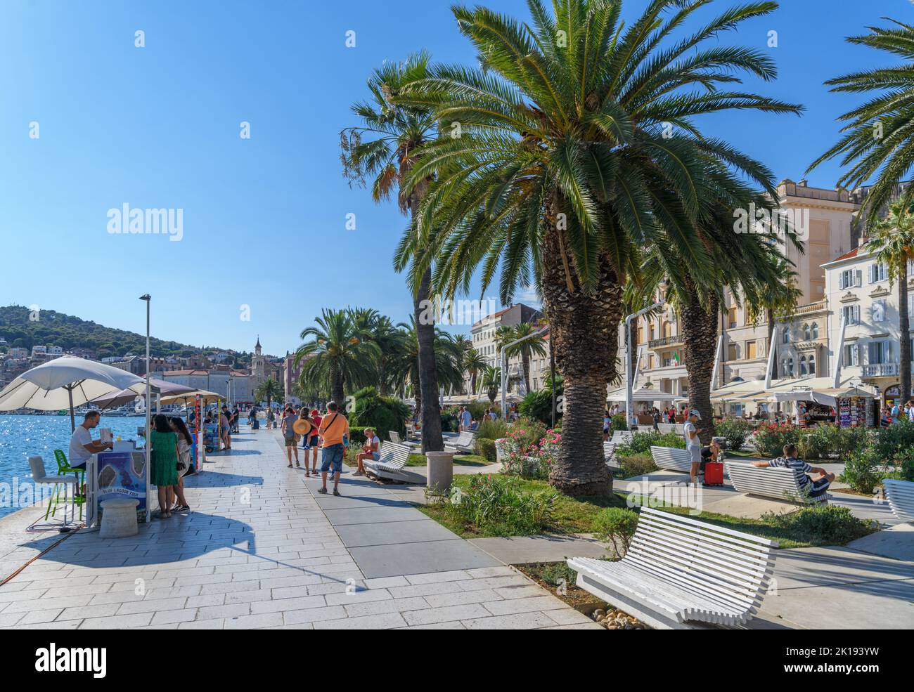 Lungomare nel centro storico di Spalato, Croazia Foto Stock