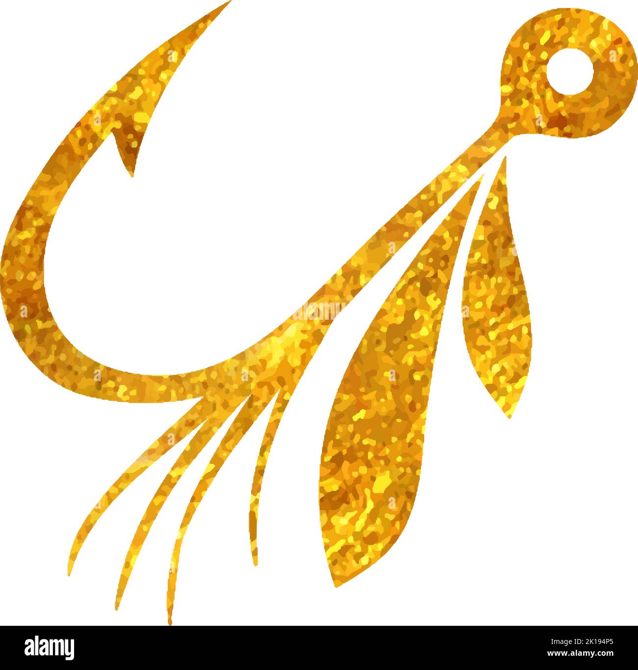 Disegno a mano pesca lure icona in foglio d'oro tessitura vettore illustrazione Illustrazione Vettoriale