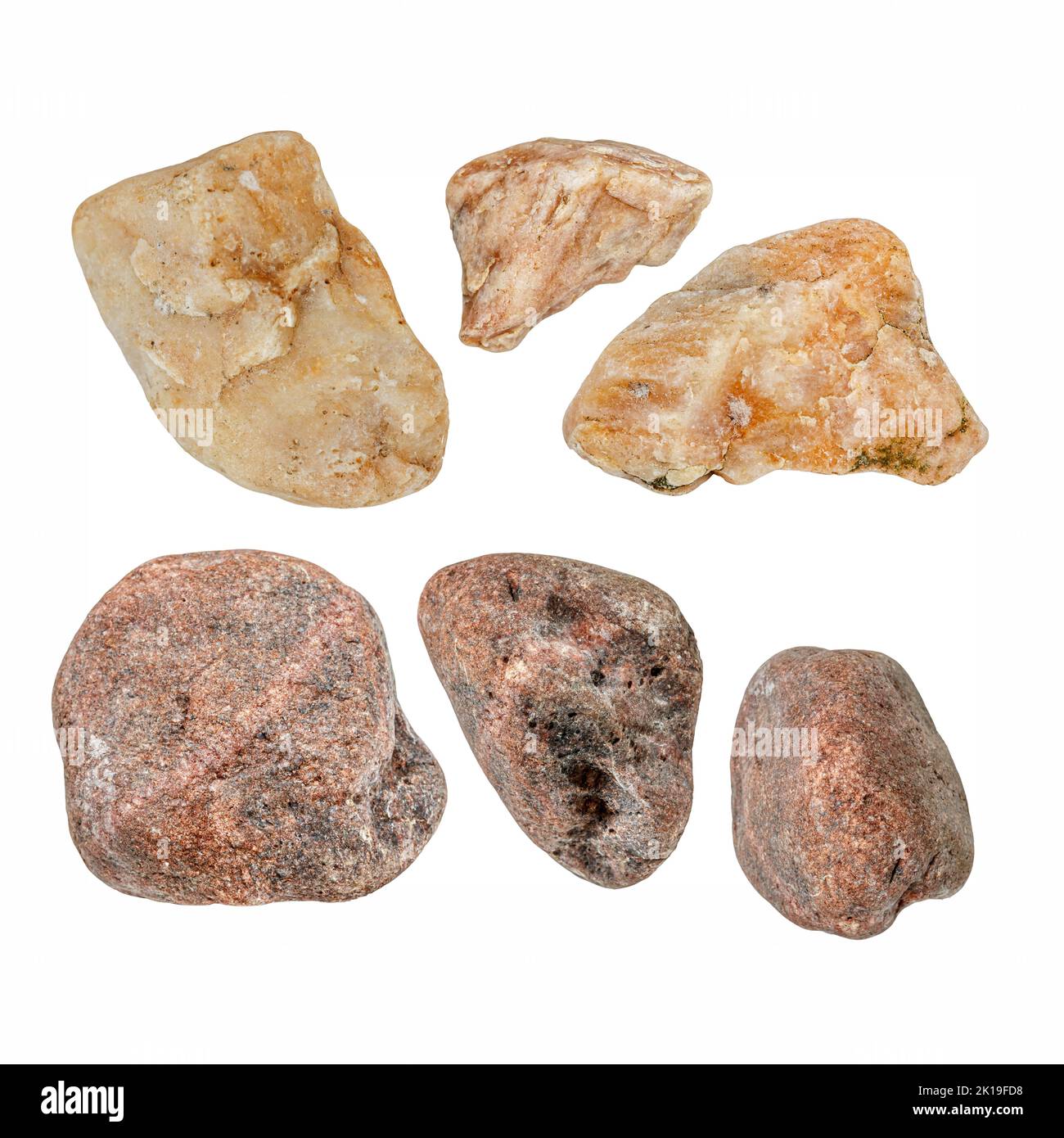 Macro – Collezione di pietre da costruzione isolata su sfondo bianco (alta risoluzione) Foto Stock