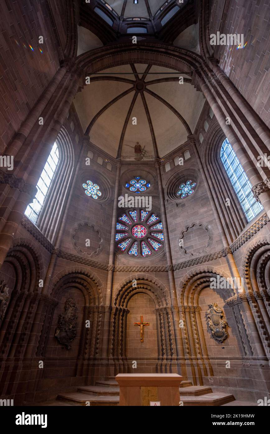 Abside del coro occidentale, Cattedrale di San Pietro, Wormser Dom, Worms, Renania-Palatinato, Germania Foto Stock