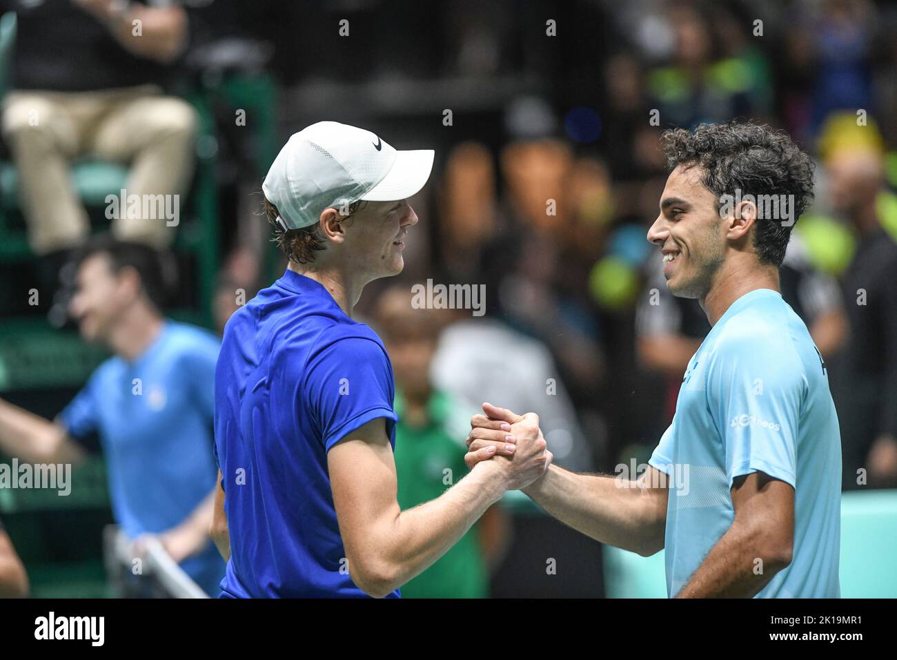 Jannick Sinner (Italia) contro la Croazia. Finali della Coppa Davis, Gruppo A (Bologna) Foto Stock