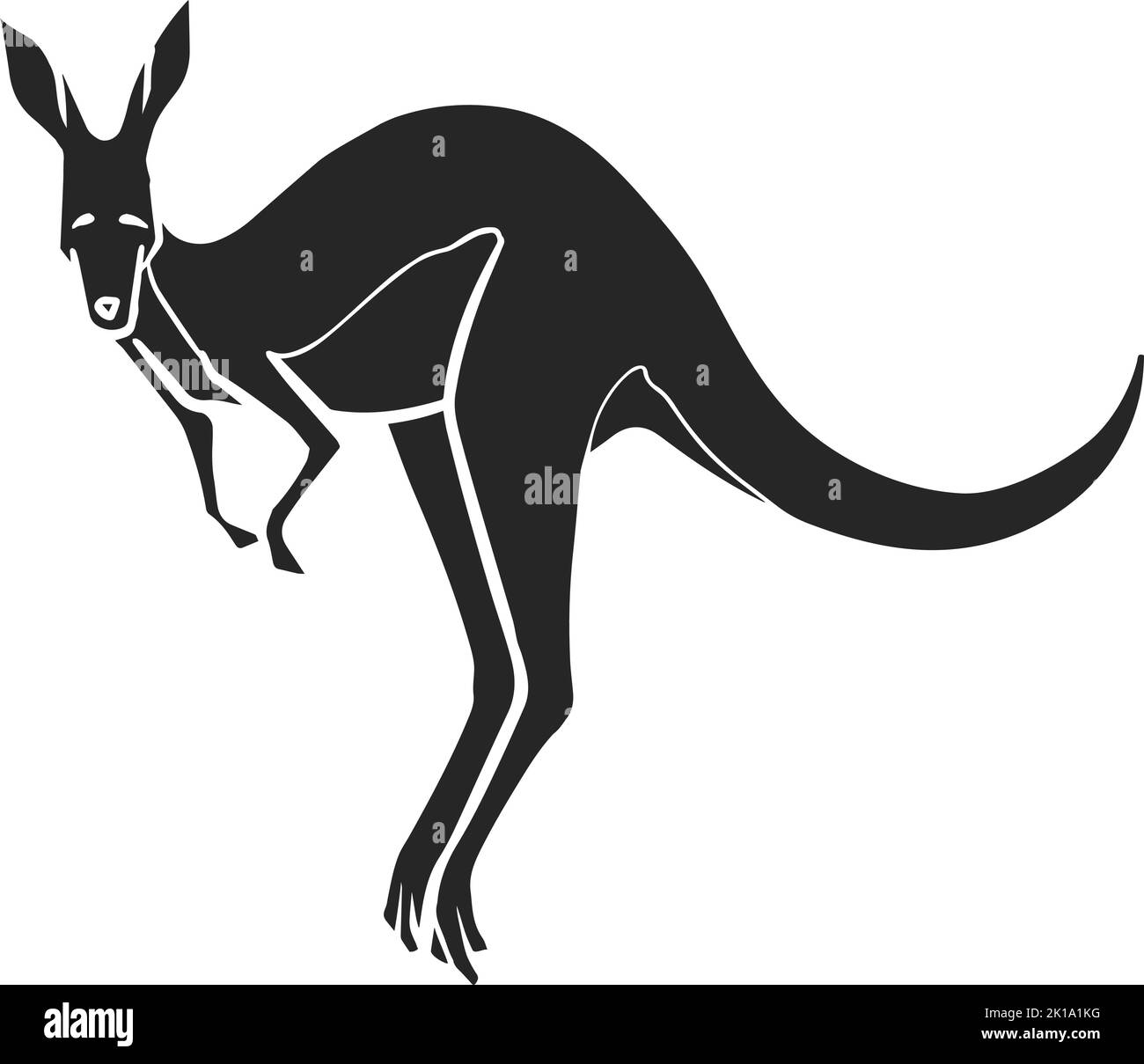 Icona disegnata a mano che salta canguro. Illustrazione vettoriale. Illustrazione Vettoriale