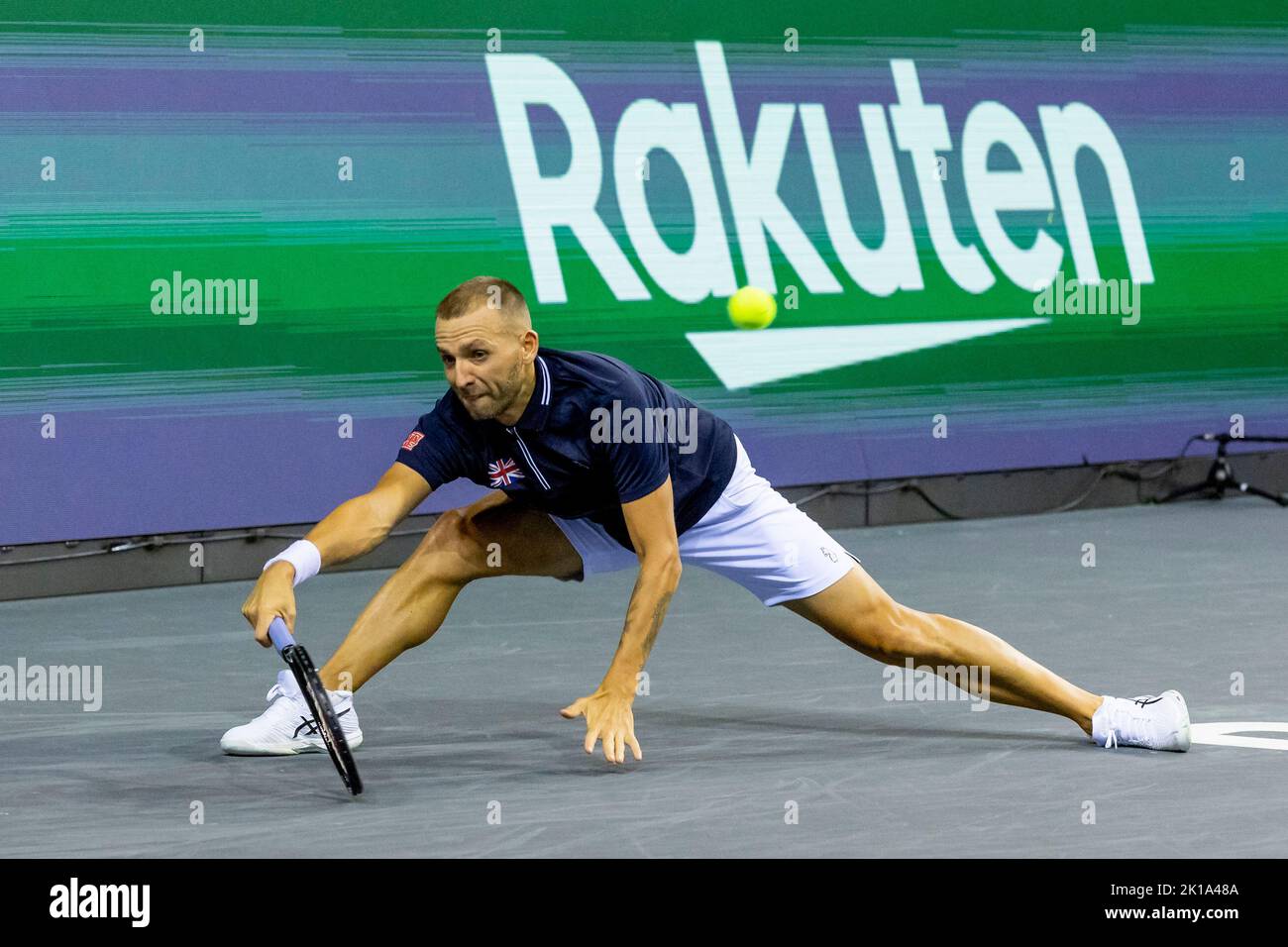 Glasgow, Regno Unito. 16th Set, 2022. GLASGOW, SCOZIA - 16 SETTEMBRE: Daniel Evans di Gran Bretagna durante la Coppa Davis di Rakuten Group Stage 2022 incontro di Glasgow tra Gran Bretagna e Paesi Bassi presso l'Emirates Arena il 16 settembre 2022 a Glasgow, Scozia. (Foto di Alan Rennie/BSR Agency/Getty Images) Credit: BSR Agency/Alamy Live News Foto Stock