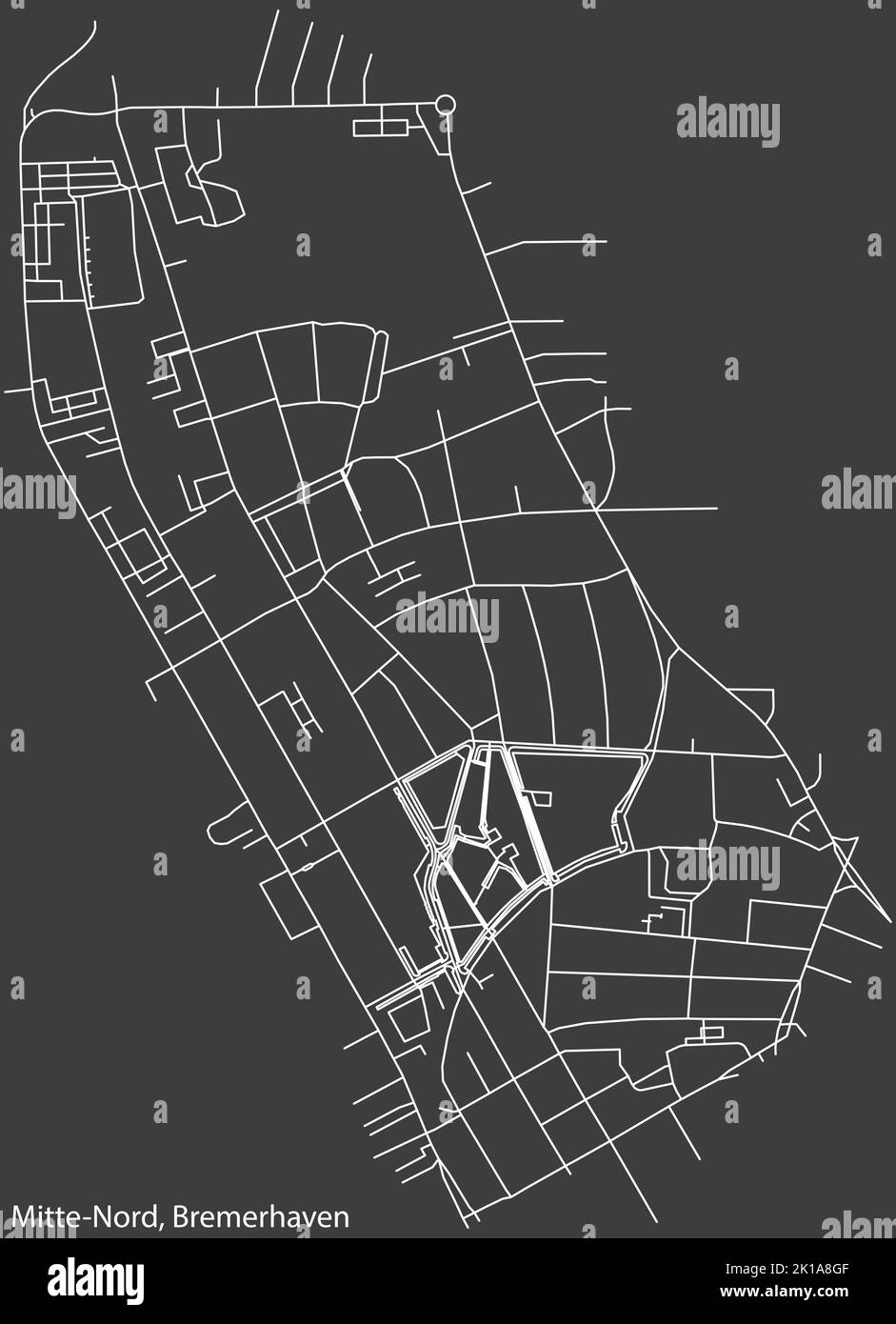 Mappa stradale del QUARTIERE MITTE-NORD, BREMERHAVEN Illustrazione Vettoriale