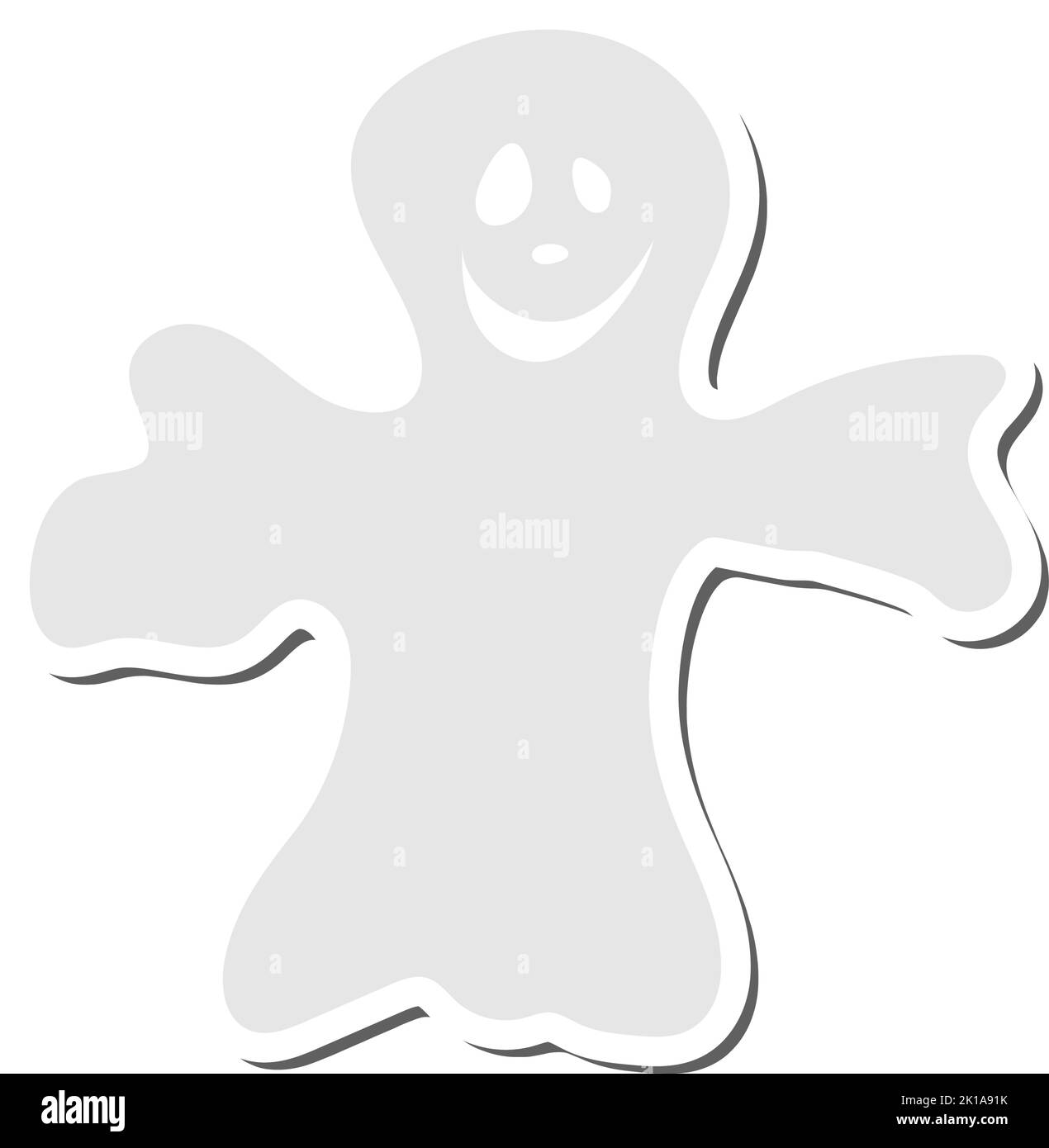 Adesivo per le feste di Halloween con elemento Shadow. Fantasma su sfondo bianco per la creazione di disegni di Halloween. Illustrazione vettoriale. Illustrazione Vettoriale