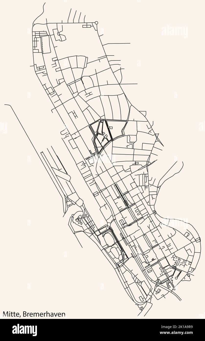Mappa delle strade del QUARTIERE MITTE, BREMERHAVEN Illustrazione Vettoriale