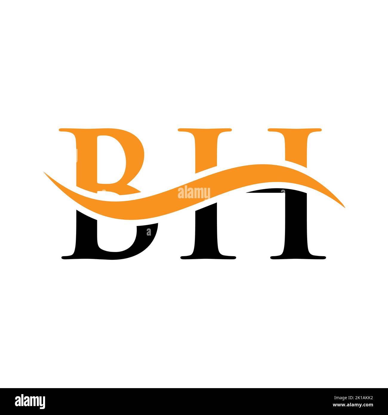 Modello vettoriale con logo BH Combine Letter. Lettera BH Logo Design segno di tipografia moderna Illustrazione Vettoriale