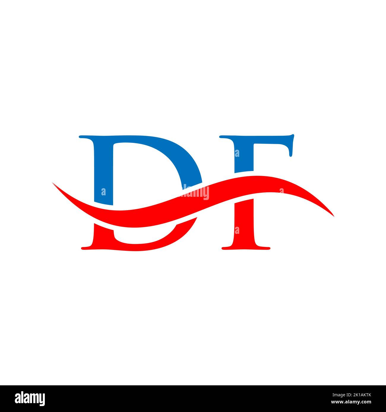 Modello vettoriale con logo della lettera combinata DF. Lettera DF Logo Design moderno segno di tipografia Illustrazione Vettoriale