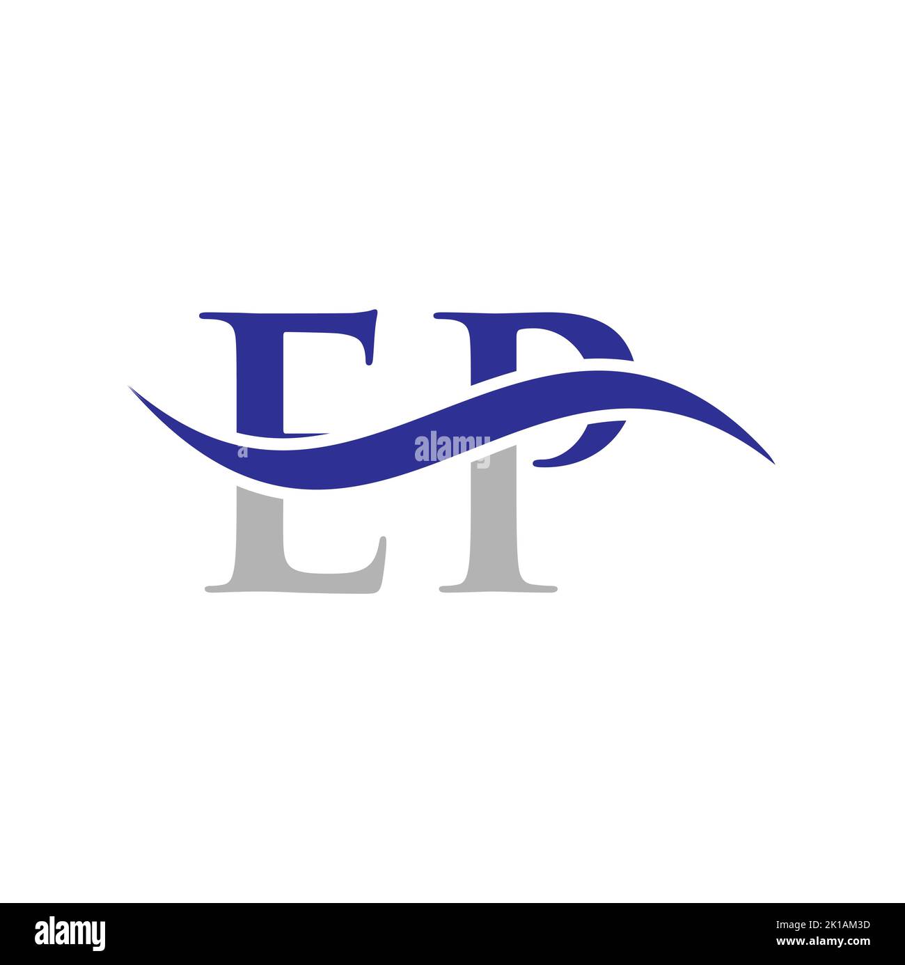 Modello vettoriale logo lettera combinazione EP. Lettera EP Logo Design segno di tipografia moderna Illustrazione Vettoriale